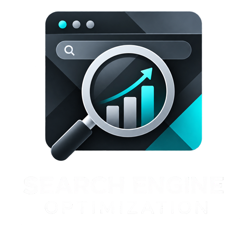 Magnifying glass analyzing a rising bar graph on a computer screen, symbolizing search engine optimization.
