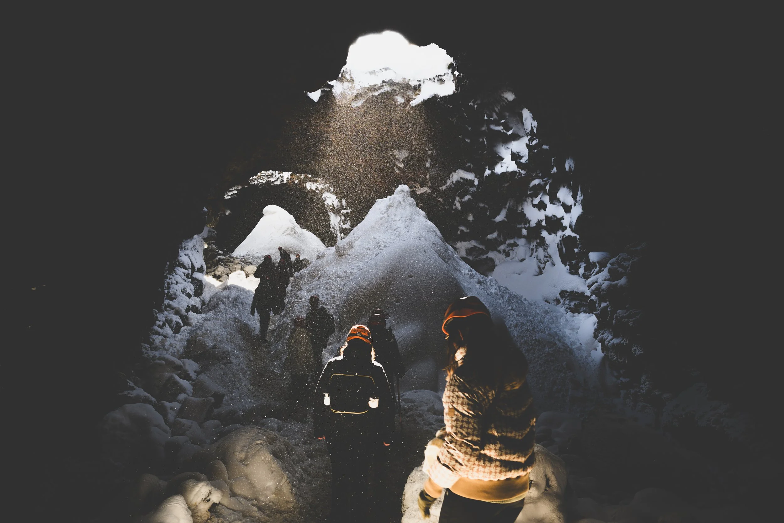 Walking through the lava caves. Documentary photography in iceland.