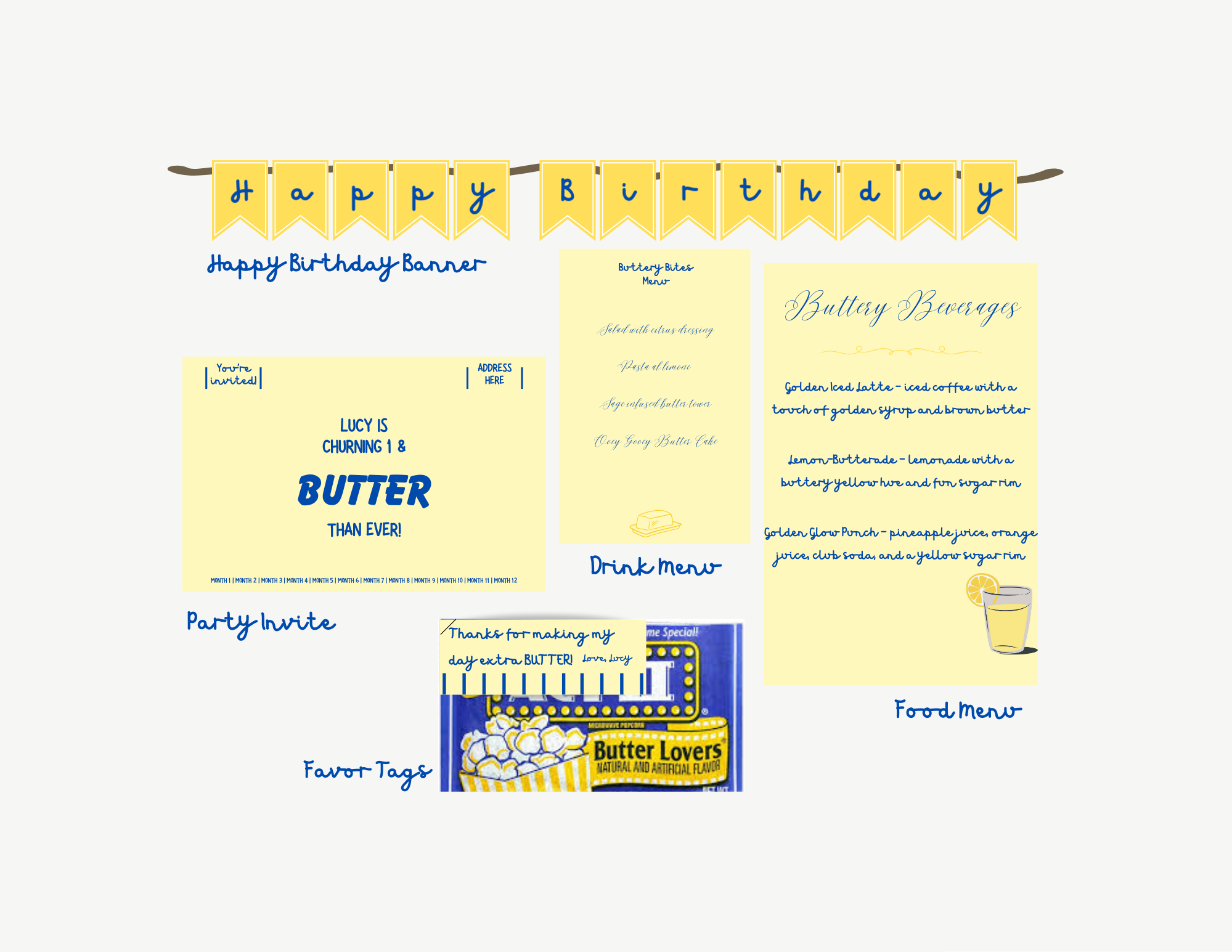 Butter Birthday Party Bundle Semi-Custom