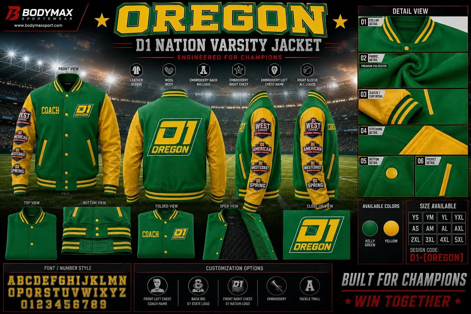 D1 Oregon Letterman Jacket