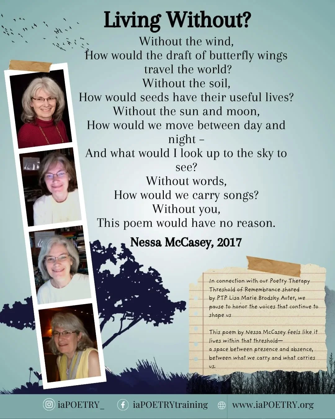 What better reminder during National Poetry Month than this?

PTP Lisa Marie @hiraethlon.offerings reminds us that our poetic lineage is not only vertical (mentor to mentee), but also horizontal&mdash;woven through community, memory, and shared prese