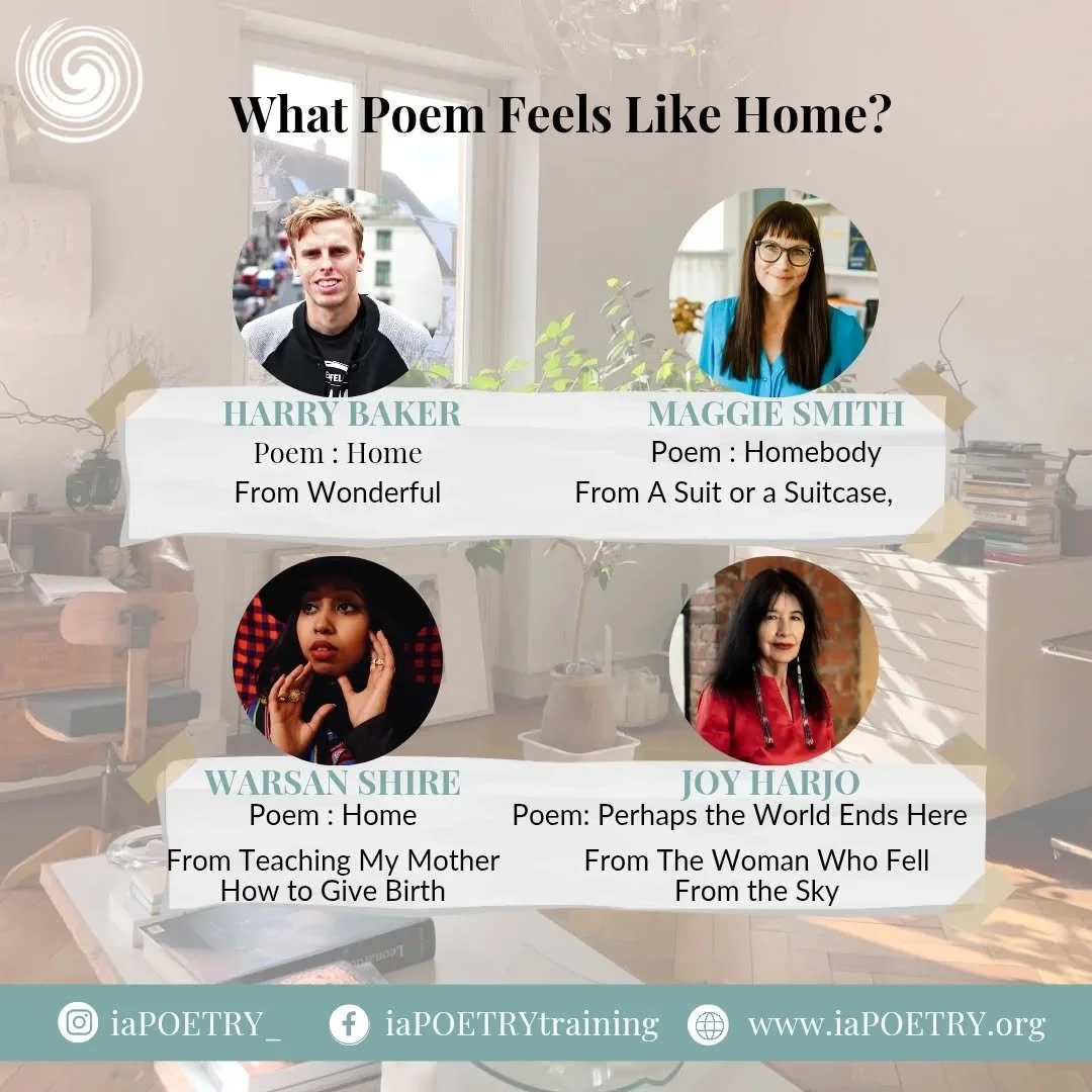 In our recent POTB session on Home, we journeyed with PTP Patti Russo, who guided us through the words of Harry Baker, Maggie Smith, Warsan Shire, and Joy Harjo 🌿

Each poet opened a different doorway into home&mdash;memory, family, belonging, place