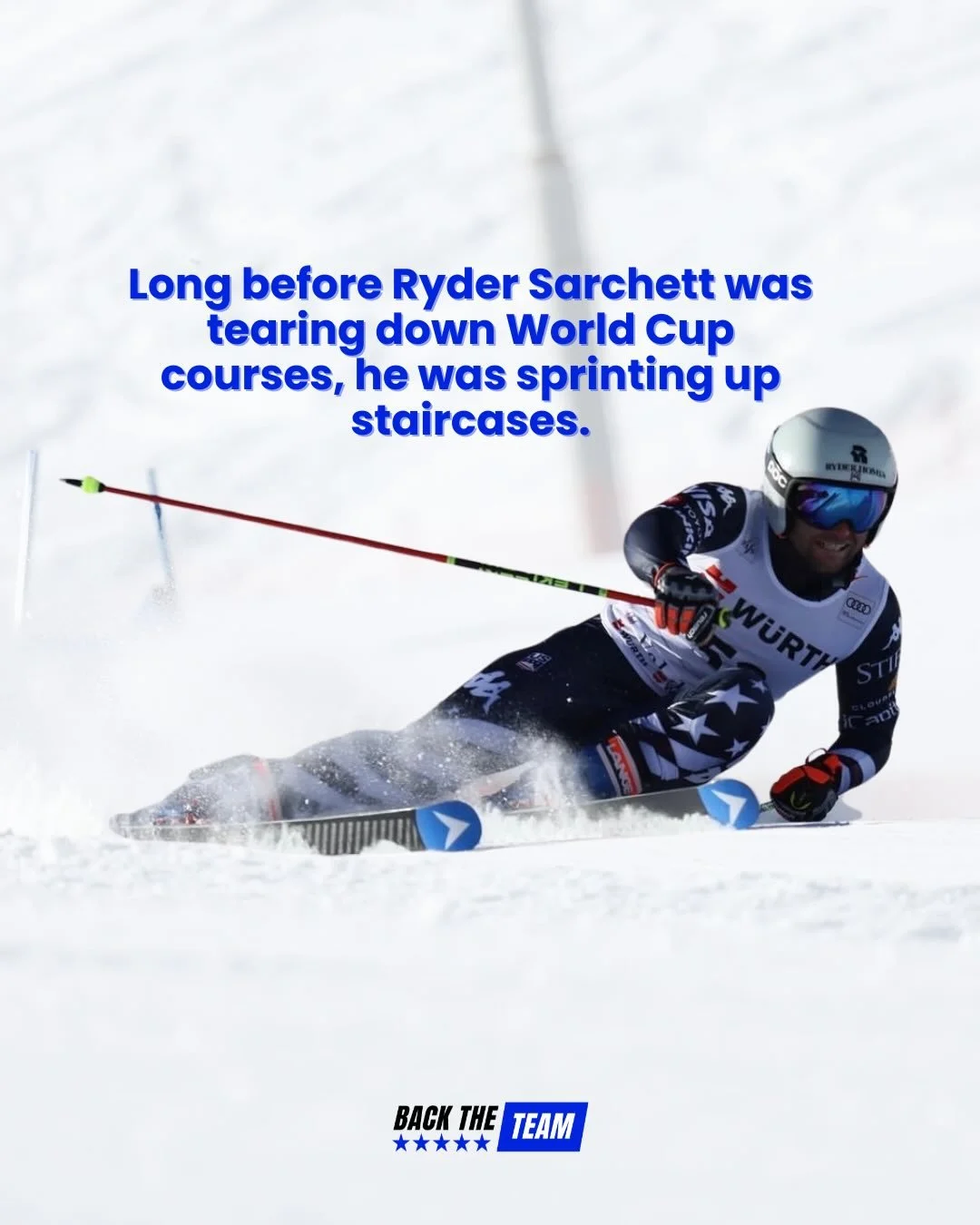 Wired to compete from day one. 

@rydersarchett went from sprinting up staircases to the Olympic start gate. 

And the mindset that got him there hasn&rsquo;t changed much.

Full story linked in bio. 🔗

Back The Team is on a mission to interview 100