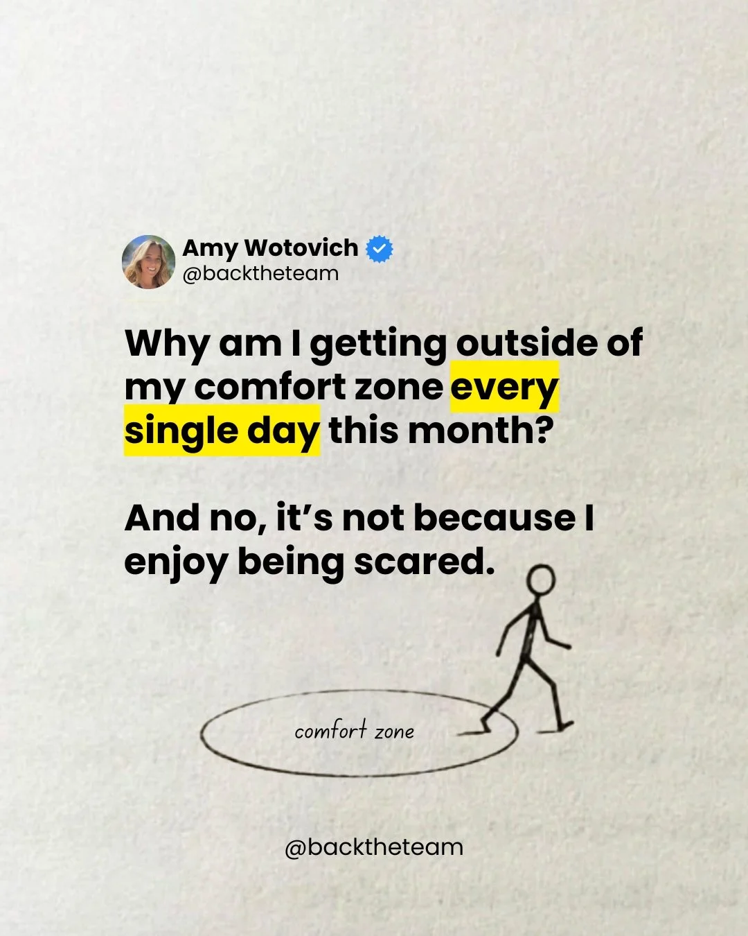 It&rsquo;s spooky season 🎃

And I&rsquo;m stepping outside of my comfort zone 👏 every 👏 single 👏 day for 31 days 

Here&rsquo;s why. 

Are you willing to step outside yours? I challenge you to join me! @backtheteam 

#mindset #mentalperformance #