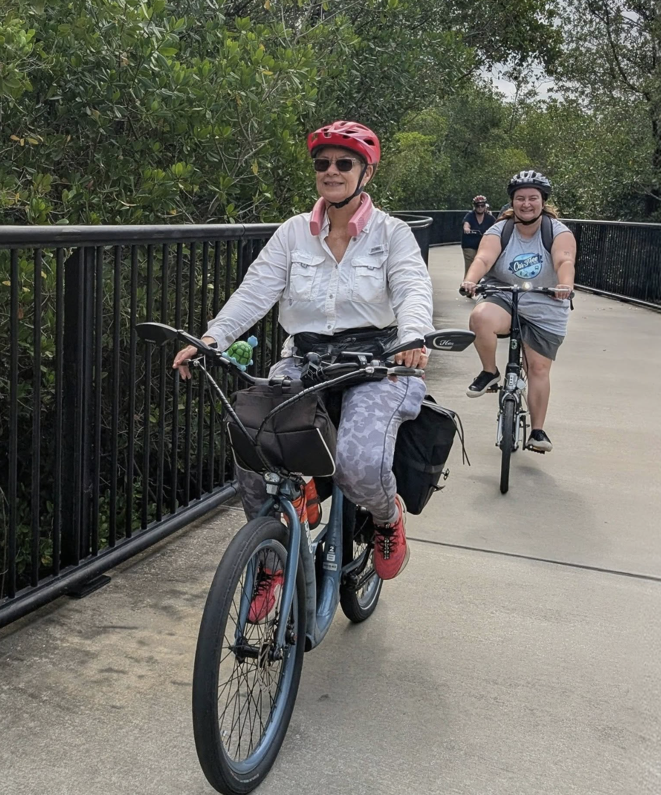 Cyclist enjoying Clam Bayou on the Skyway Trail.