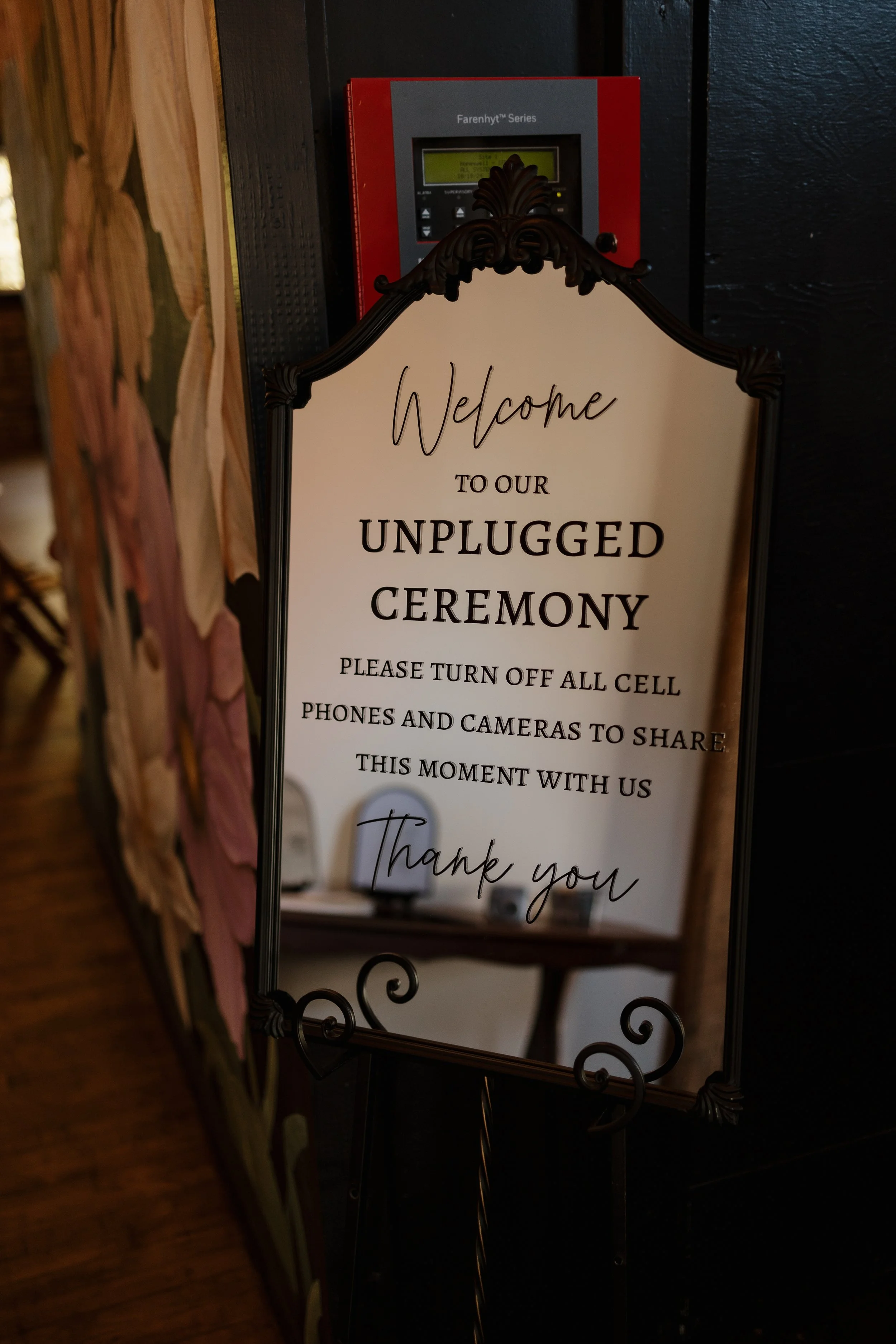 Black mirror custom wedding unplugged ceremony sign