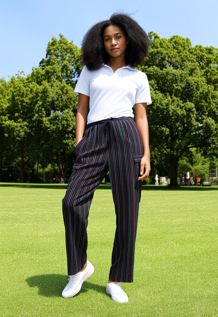 Multicolor Striped  Asooke Wide-Leg Cargo Pants – Casual Relaxed Fit