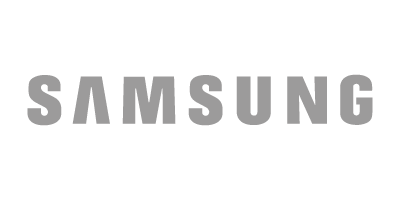 Logotipo de Samsung en color gris sobre fondo negro