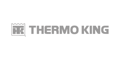 Logotipo de Thermo King con símbolo de un copo de nieve y texto en gris oscuro.