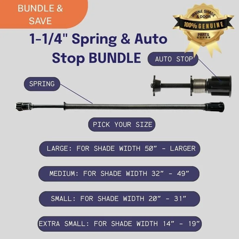 1-1/4" Slow-Rise Roller Shade Spring and Auto Stop BUNDLE