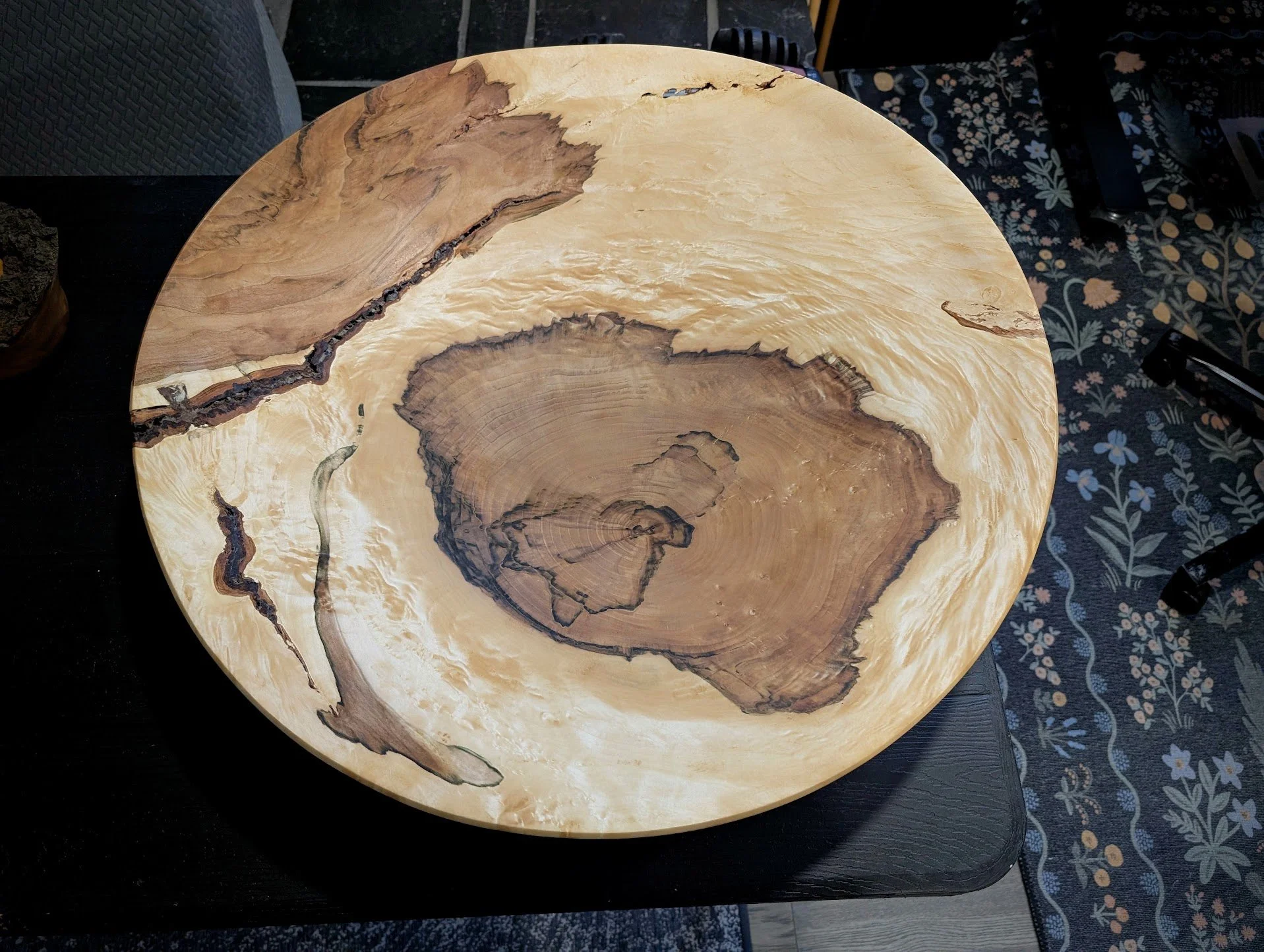 Massive Figured Red Maple Footed Bowl with Bowties