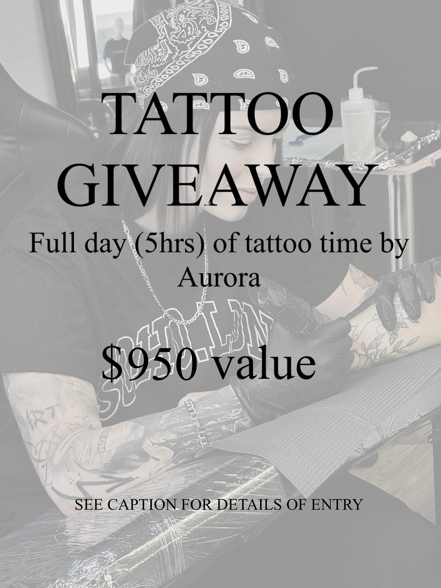 &bull;TATTOO GIVEAWAY&bull;

The winner must be available to travel to Kelowna for Auroras guest spot in either July or September @dontlookdowntattoo 

*The draw date is July 1st*

Please read entire post before entering.

Rules
 1. If you&rsquo;re n