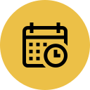 Icon of a calendar with a clock.
