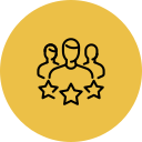 Icon of three people with three stars at the bottom