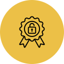 Gold award medal with ribbon