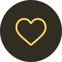 A gold heart outline on a dark background