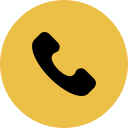 Yellow circle with black phone handset icon in the center