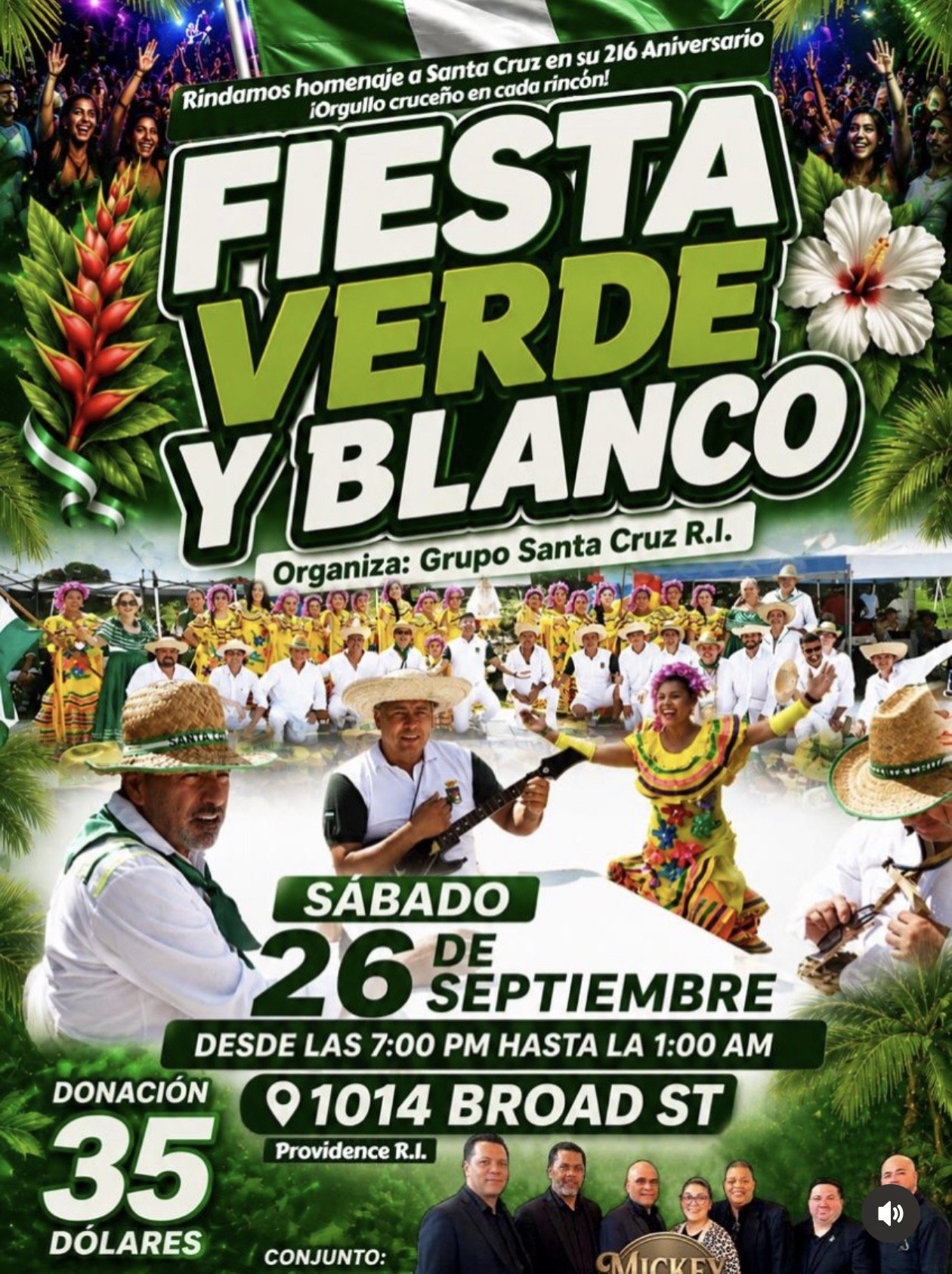 Fiesta Verde y Blanco Rhode Island