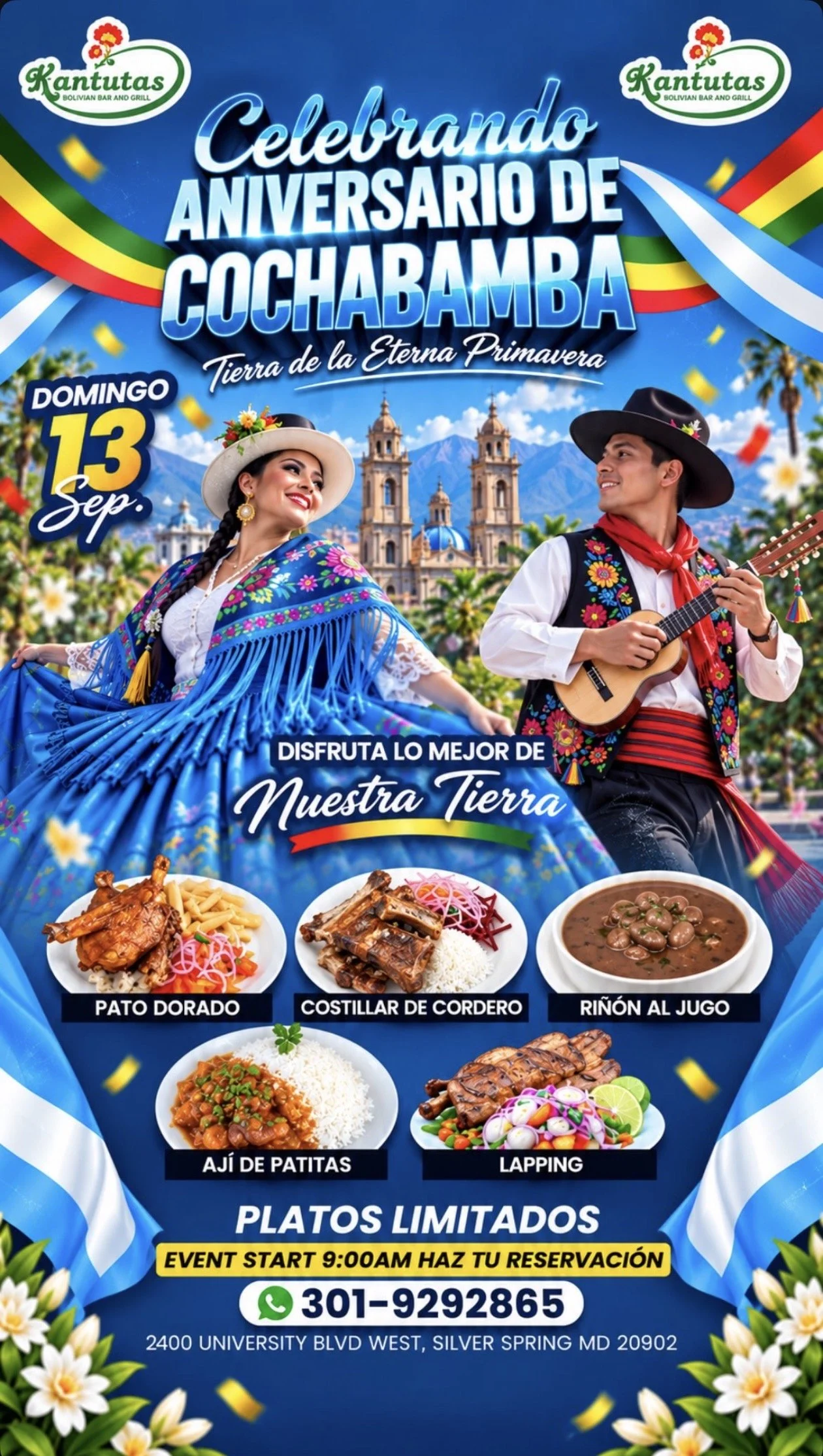 Celebrando Aniversario de Cochabamba Kantutas Restaurant 