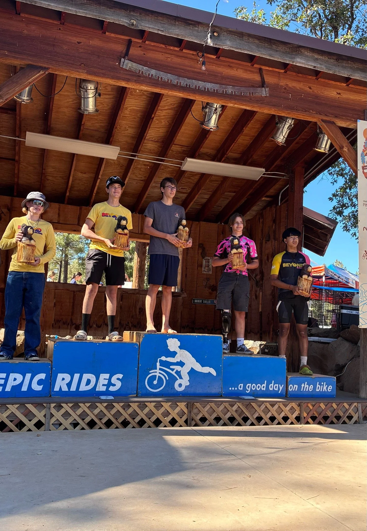  Beyond racers Aiden, Louis, and Nathan of Beyond Racing place 2nd, 4th and 5th, respectively, in the 35 mile Junior male classification. 