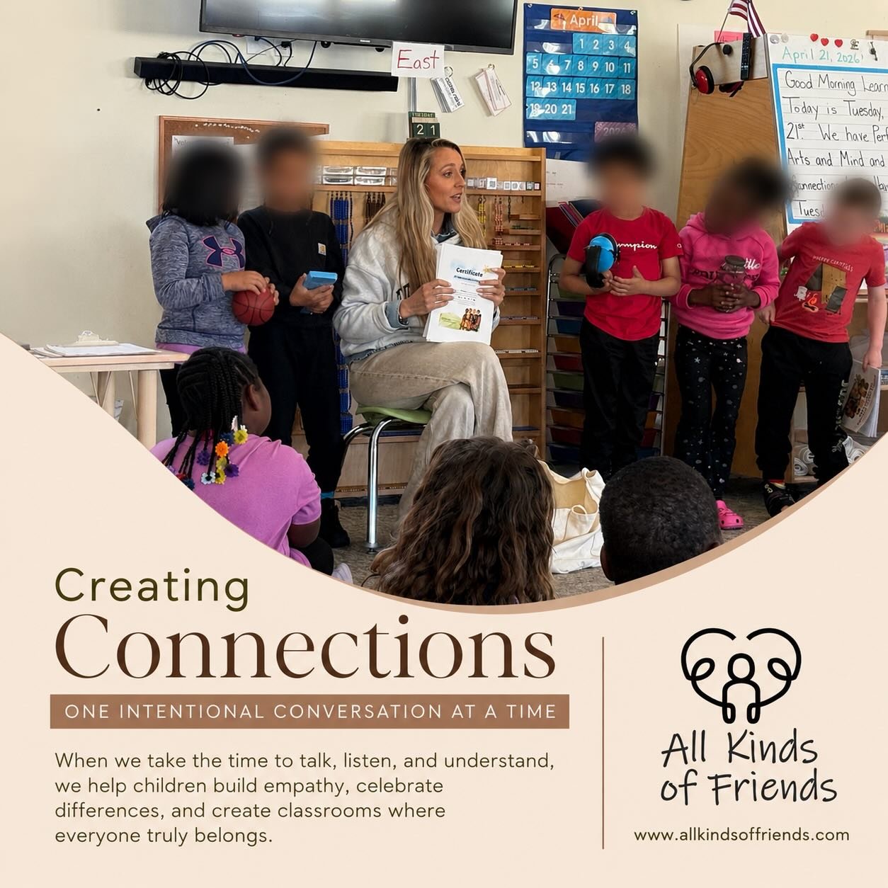 As the pilot program for Different Kinds of Friends in kindergarten and first-grade classrooms came to an end, we took time to reflect on everything we had learned together.

We reviewed how to play with someone who may play differently, how to respo