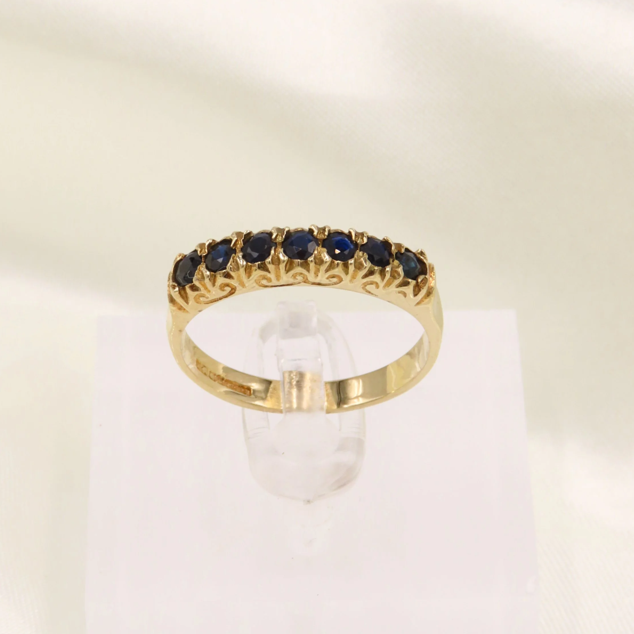Vintage 9ct Gold Sapphire Half-Eternity Ring, Size R