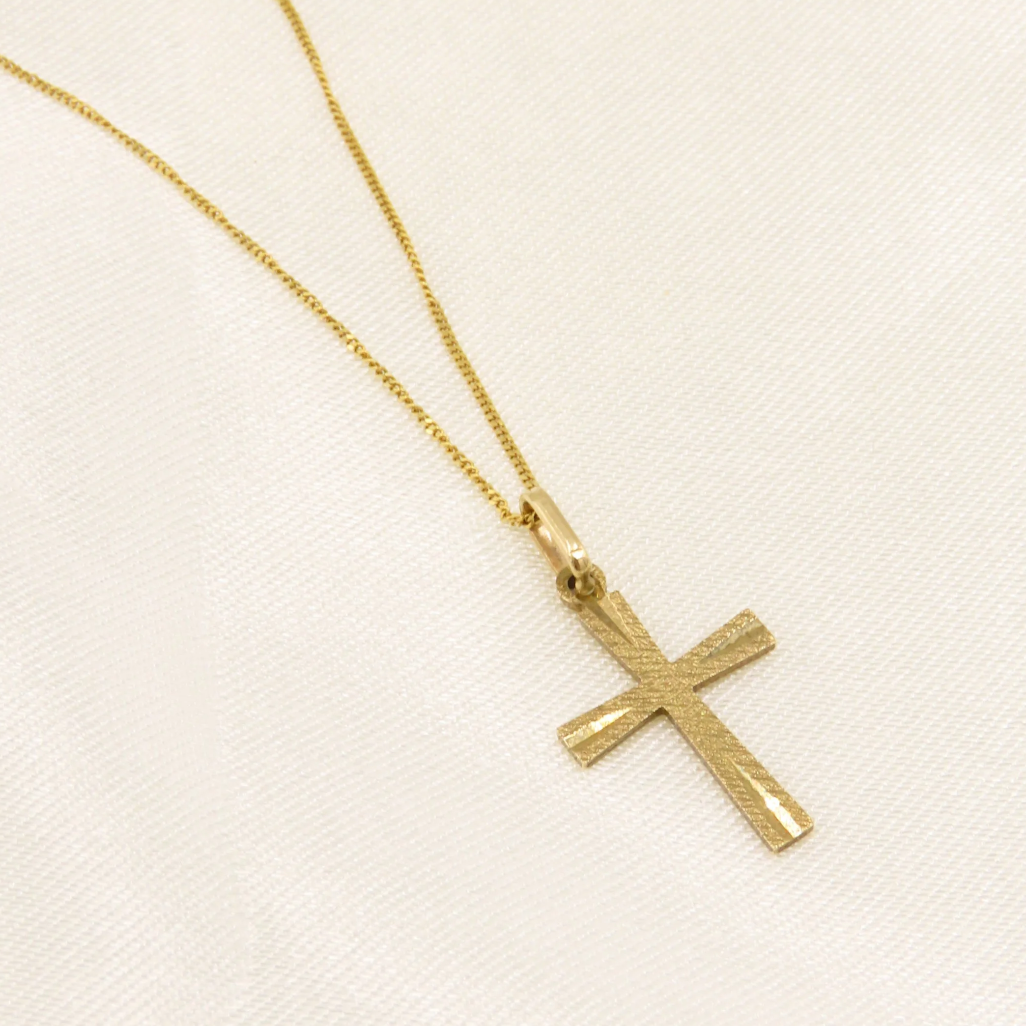 9ct Gold Textured Cross Necklace