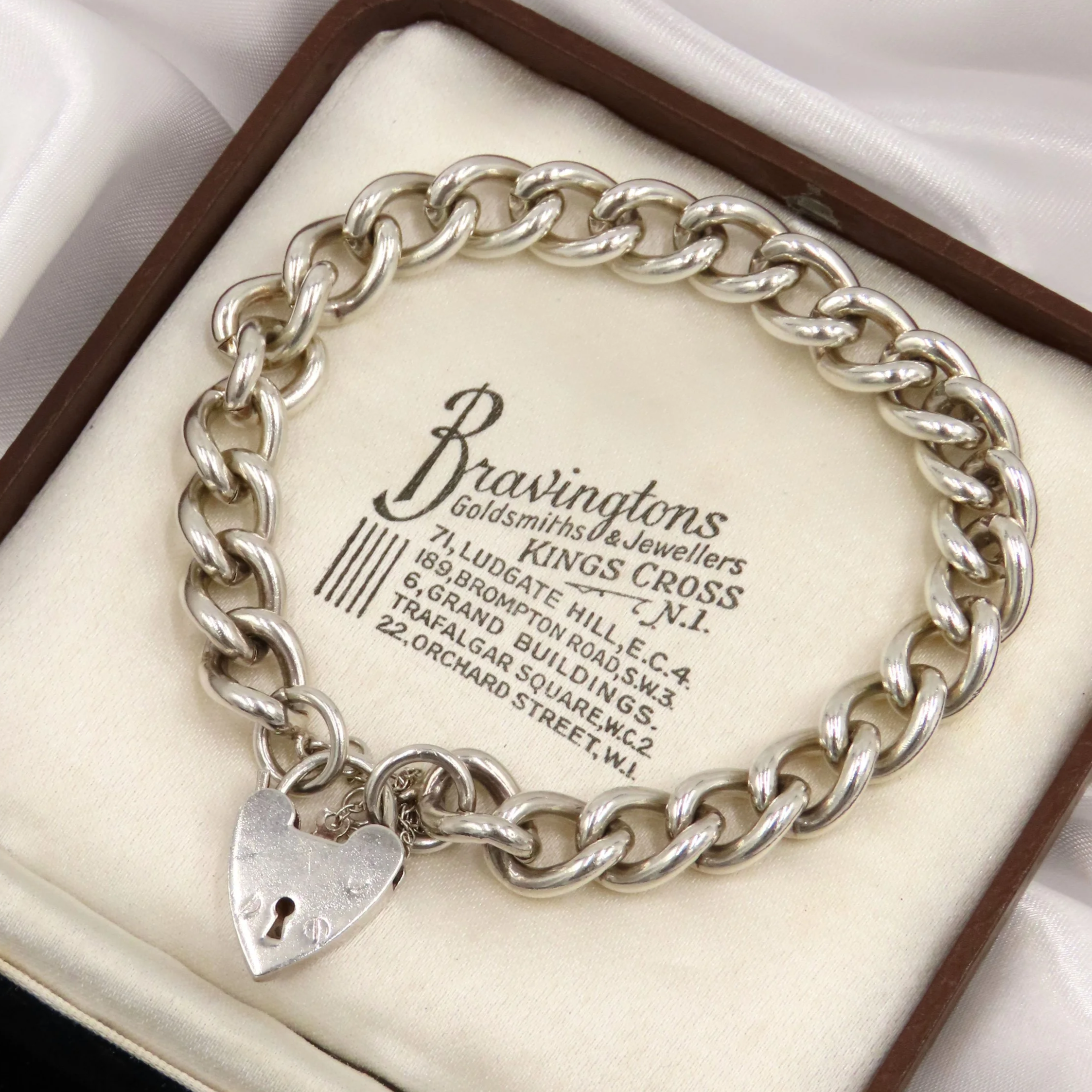 Vintage 1976-77 Sterling Silver Heart Padlock Bracelet