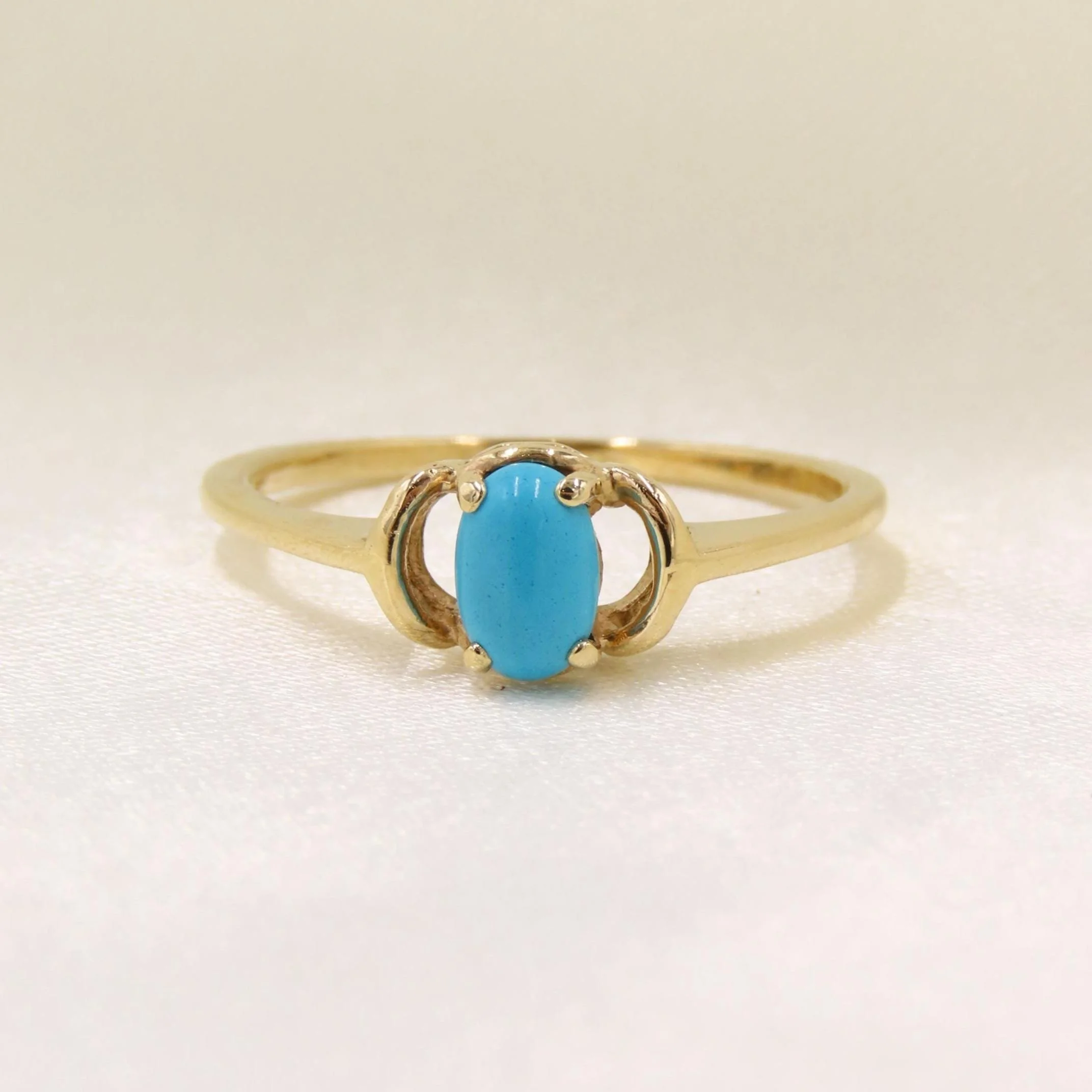 Vintage 9ct Gold Turquoise Solitaire Ring, Size N