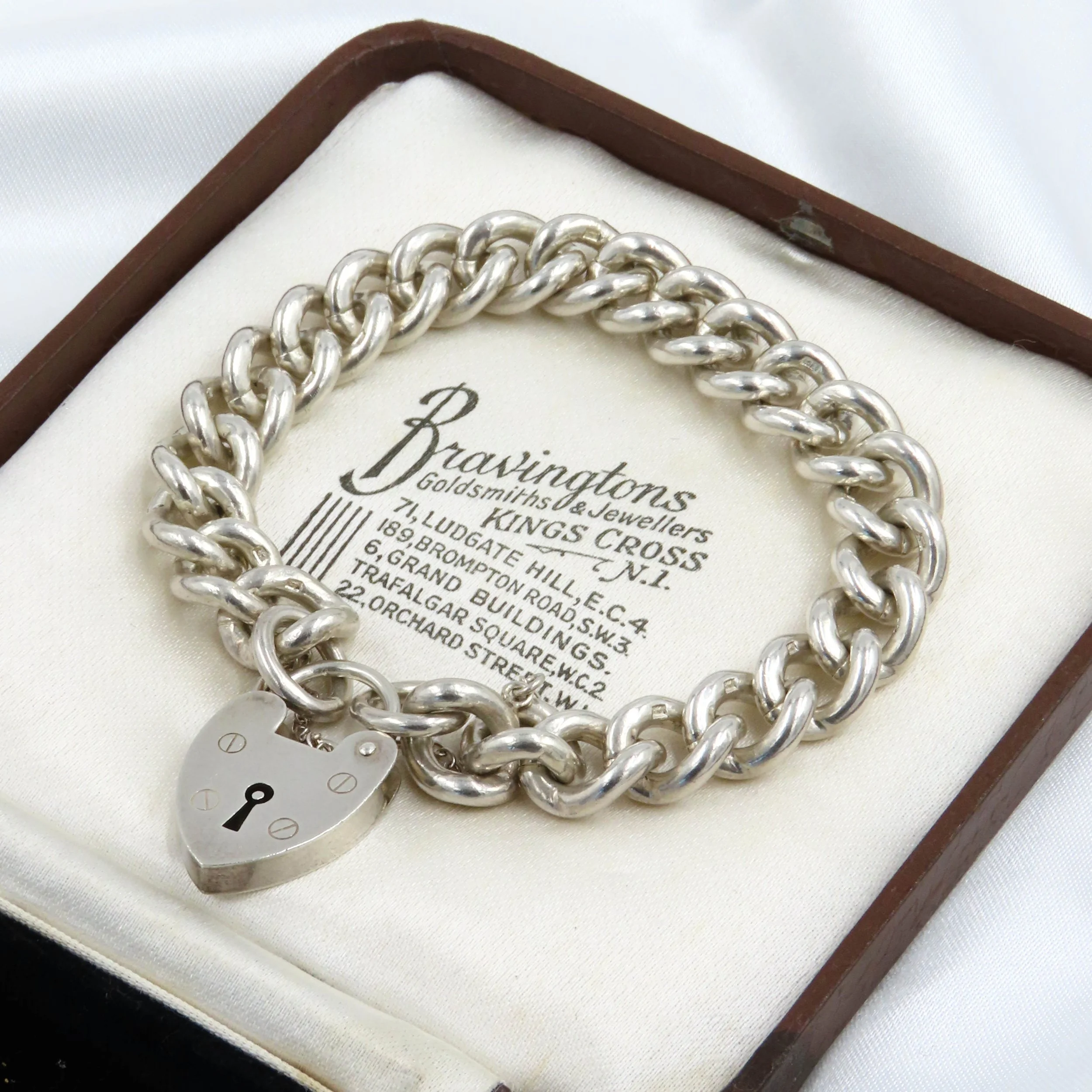Vintage 1969 Sterling Silver Heart Padlock Bracelet