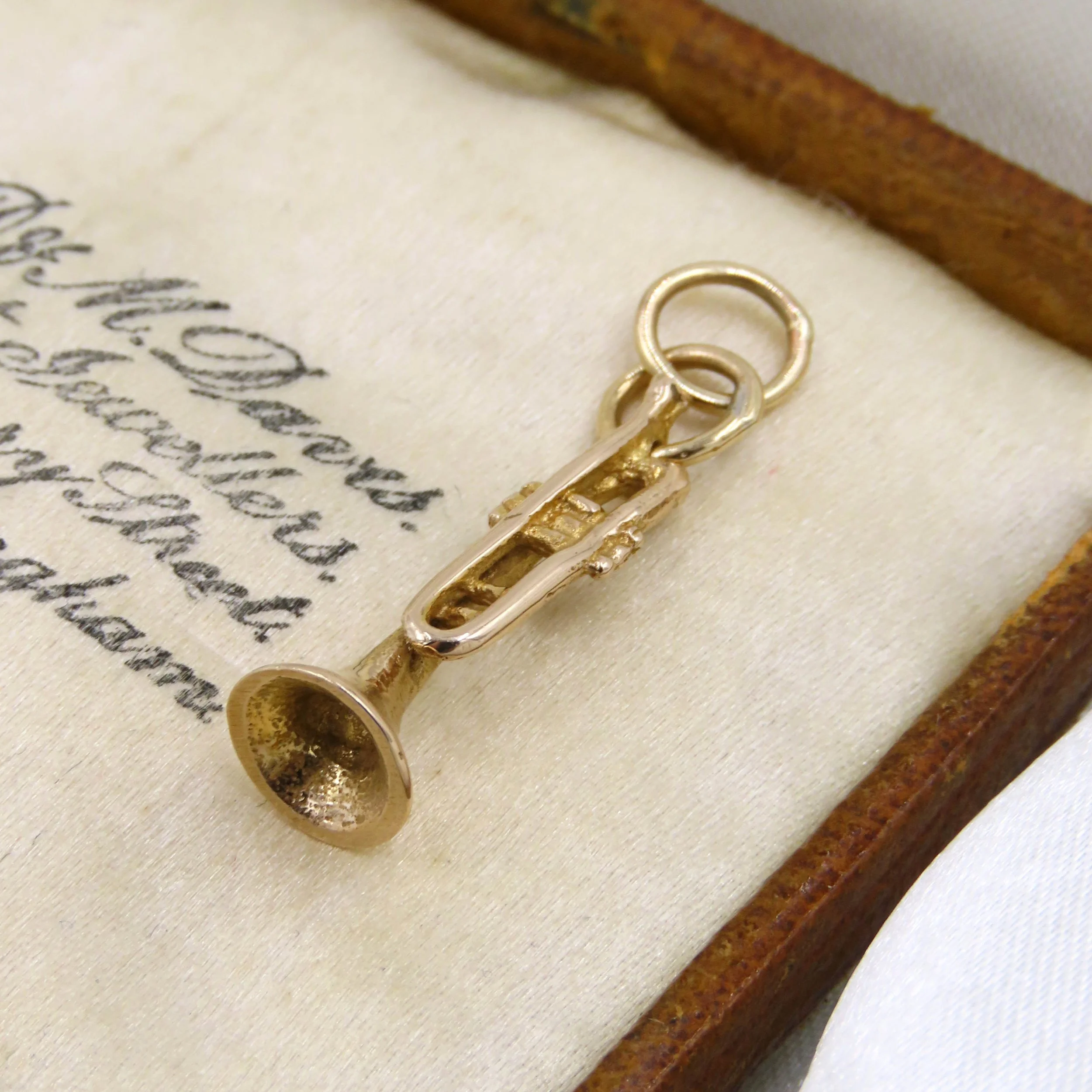 Vintage 1955 9ct Gold Trumpet Charm