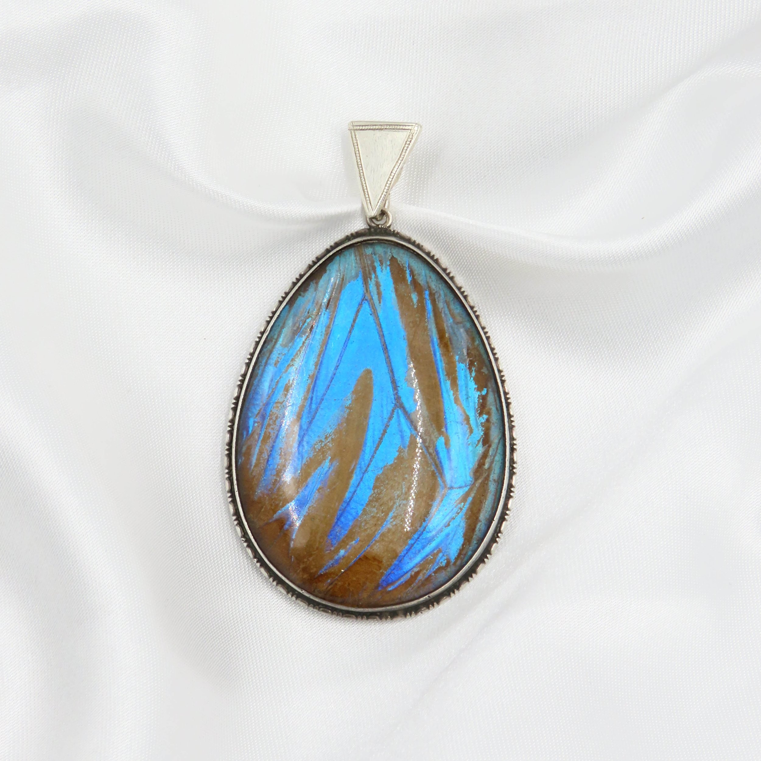 Art Deco Sterling Silver Large Butterfly Wing Pendant