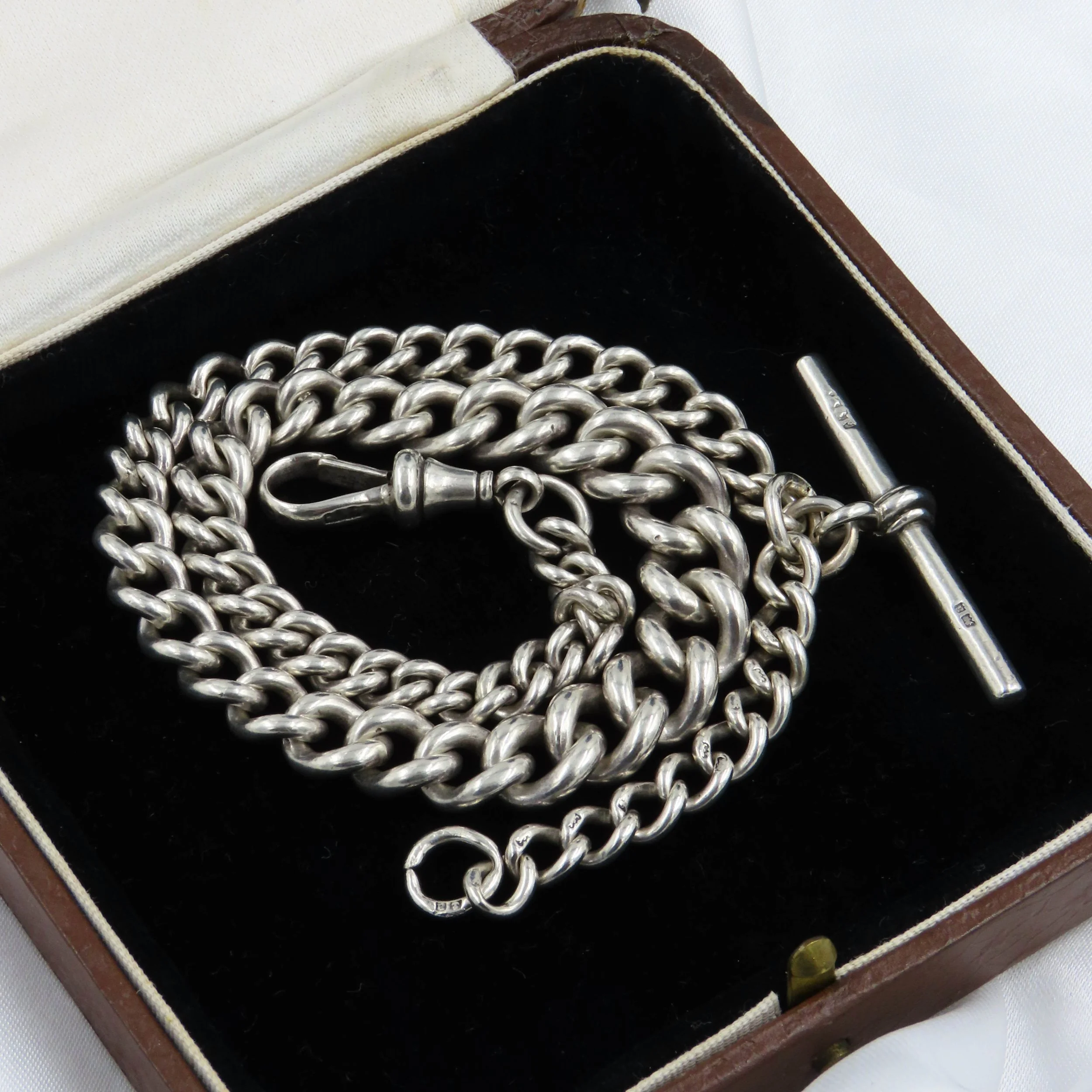 Victorian Sterling Silver Graduated Albert Chain