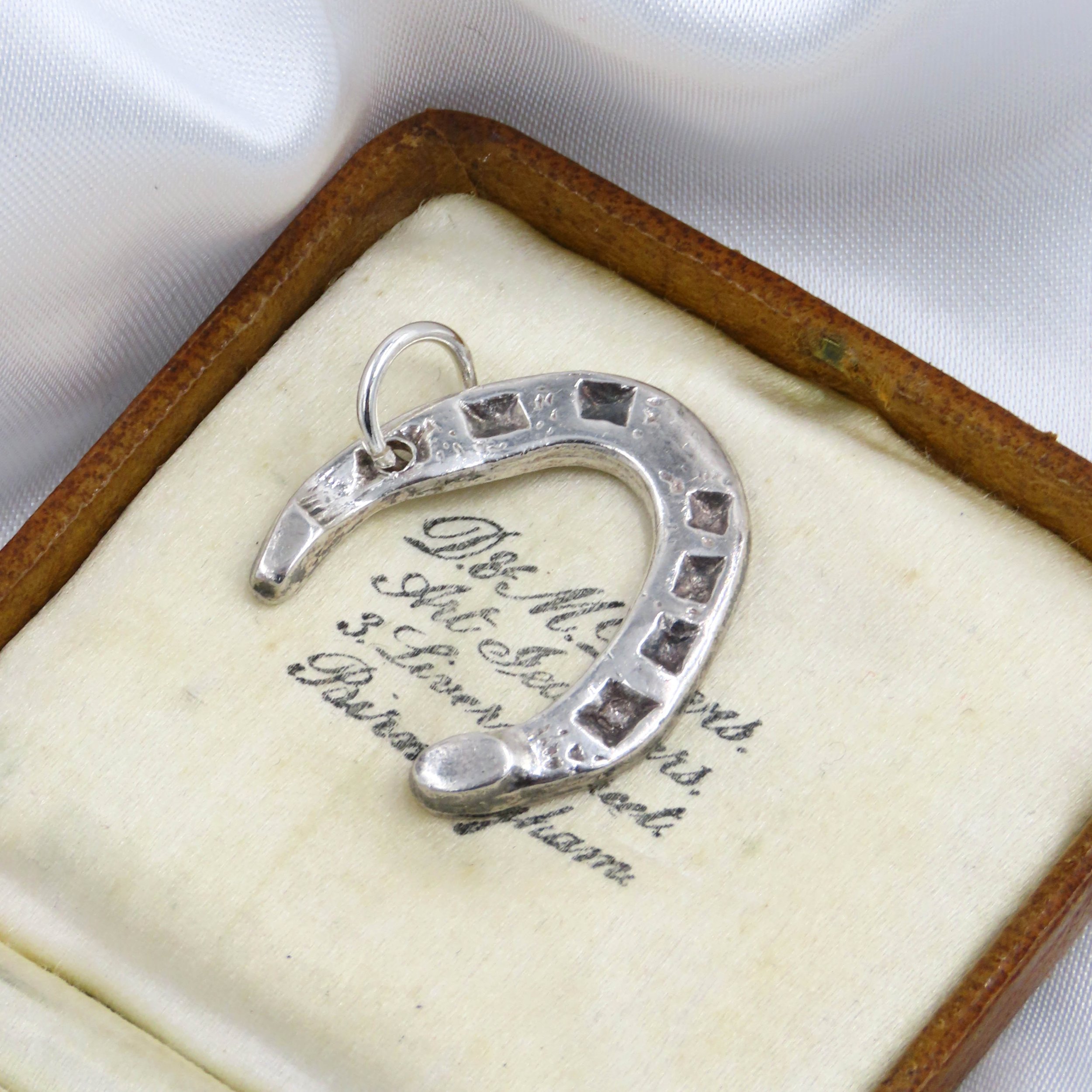 1934 Sterling Silver Horseshoe Good Luck Pendant