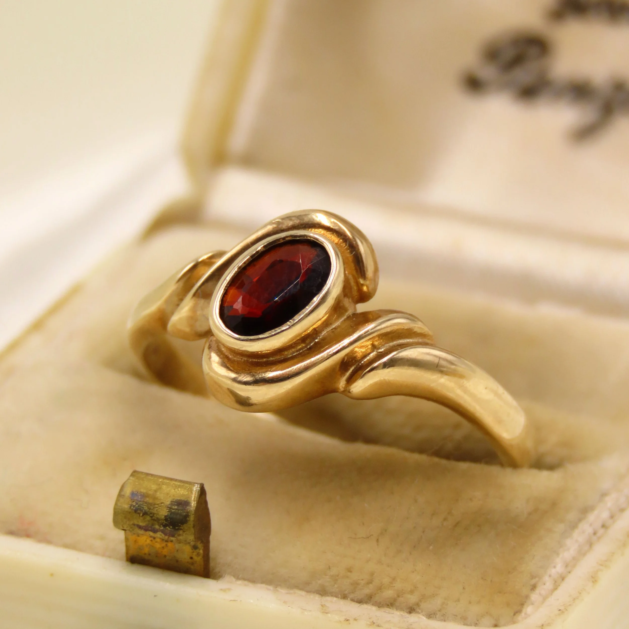 9ct Gold Garnet Bezel Set Solitaire Ring, Size Q