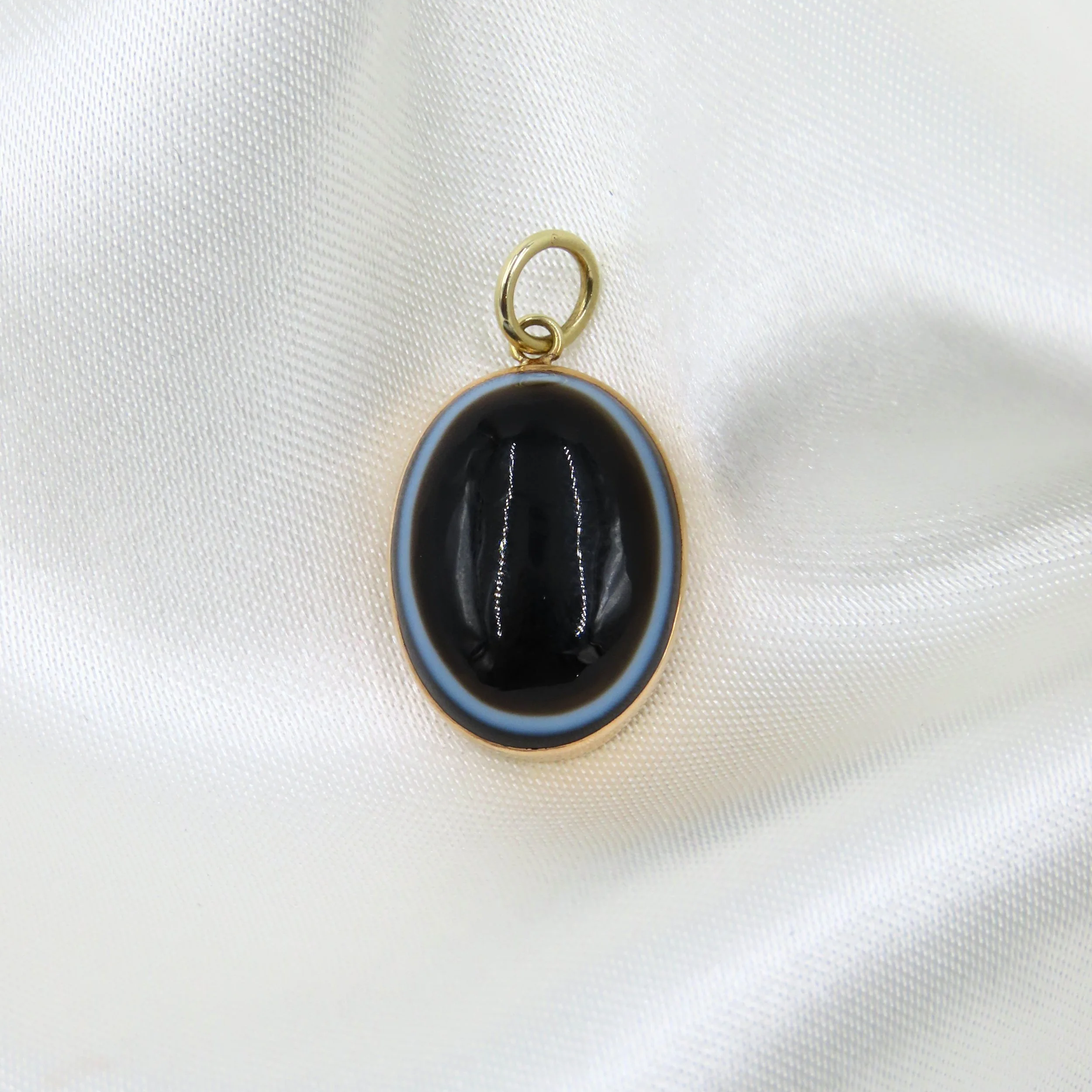 Antique 9ct Rose Gold Bullseye Agate Pendant