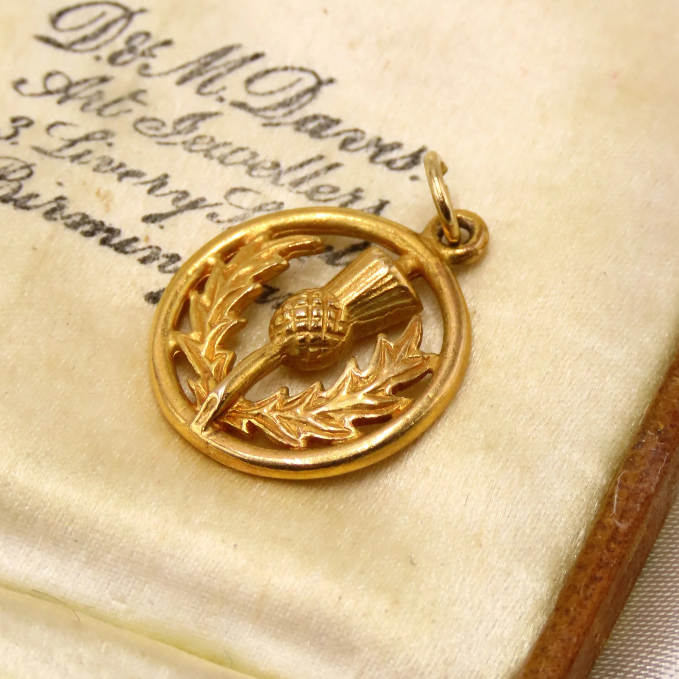Vintage 9ct Gold Thistle Pendant Charm