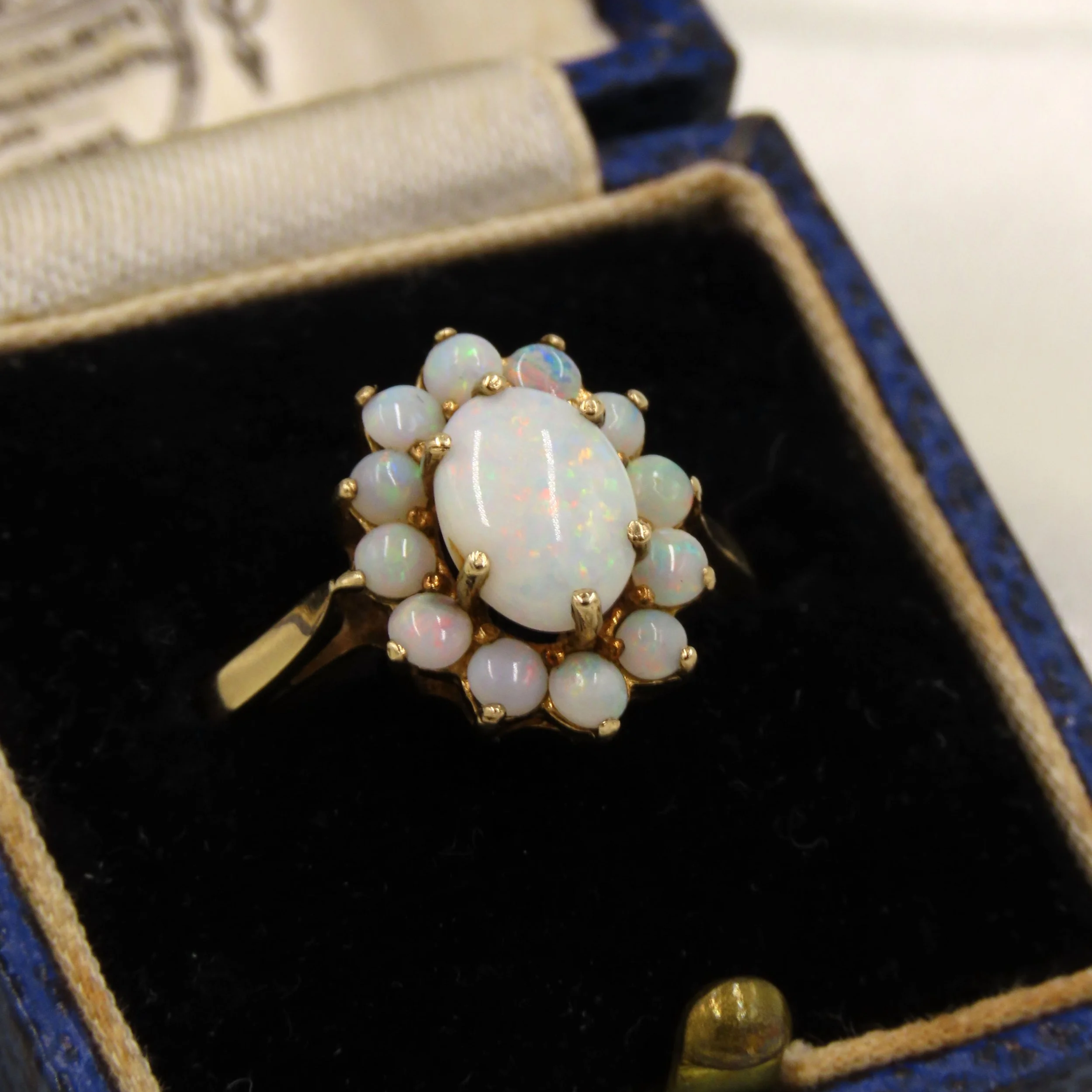 Vintage 9ct Gold Opal Cluster Ring, Size O