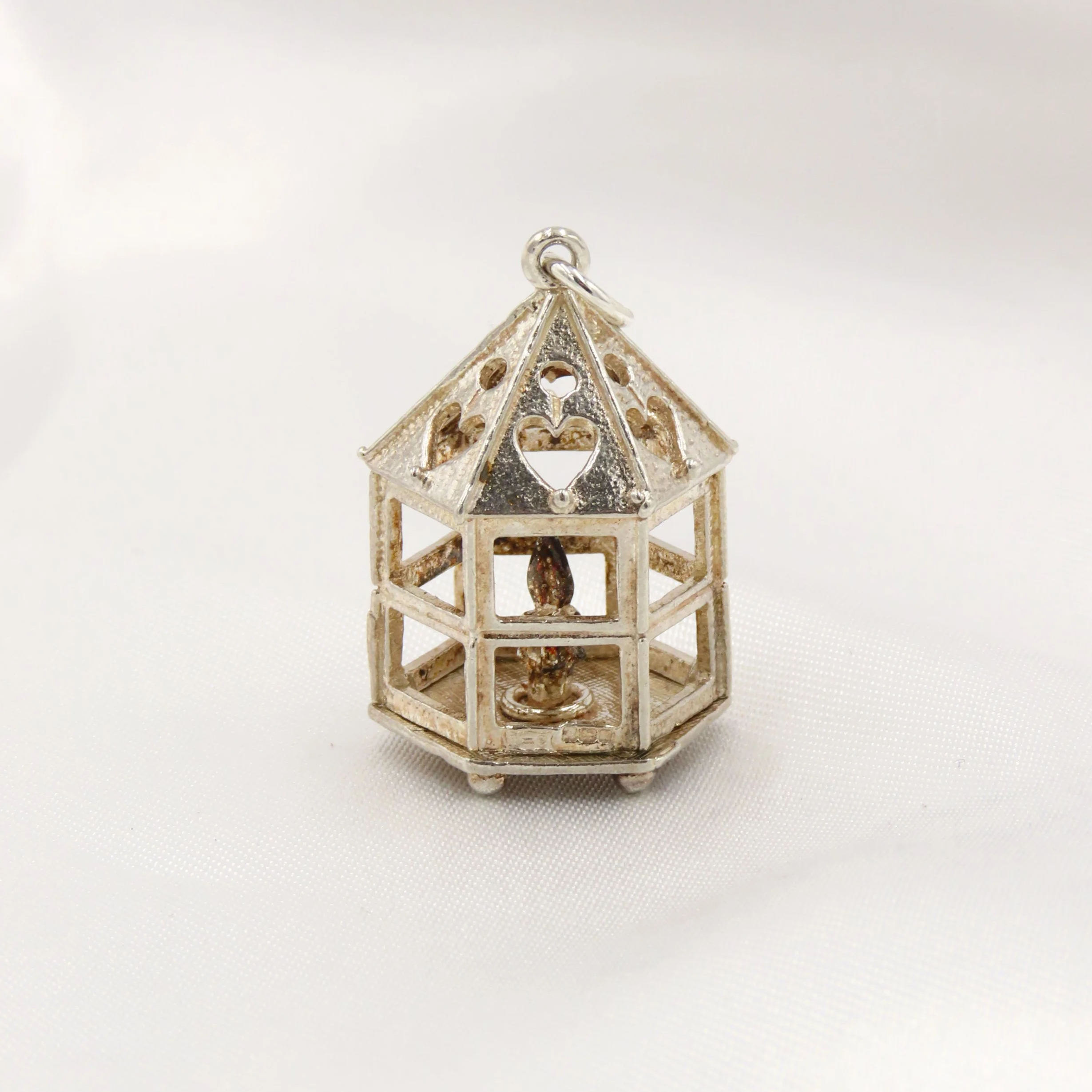 Vintage Sterling Silver Heart Lantern Charm