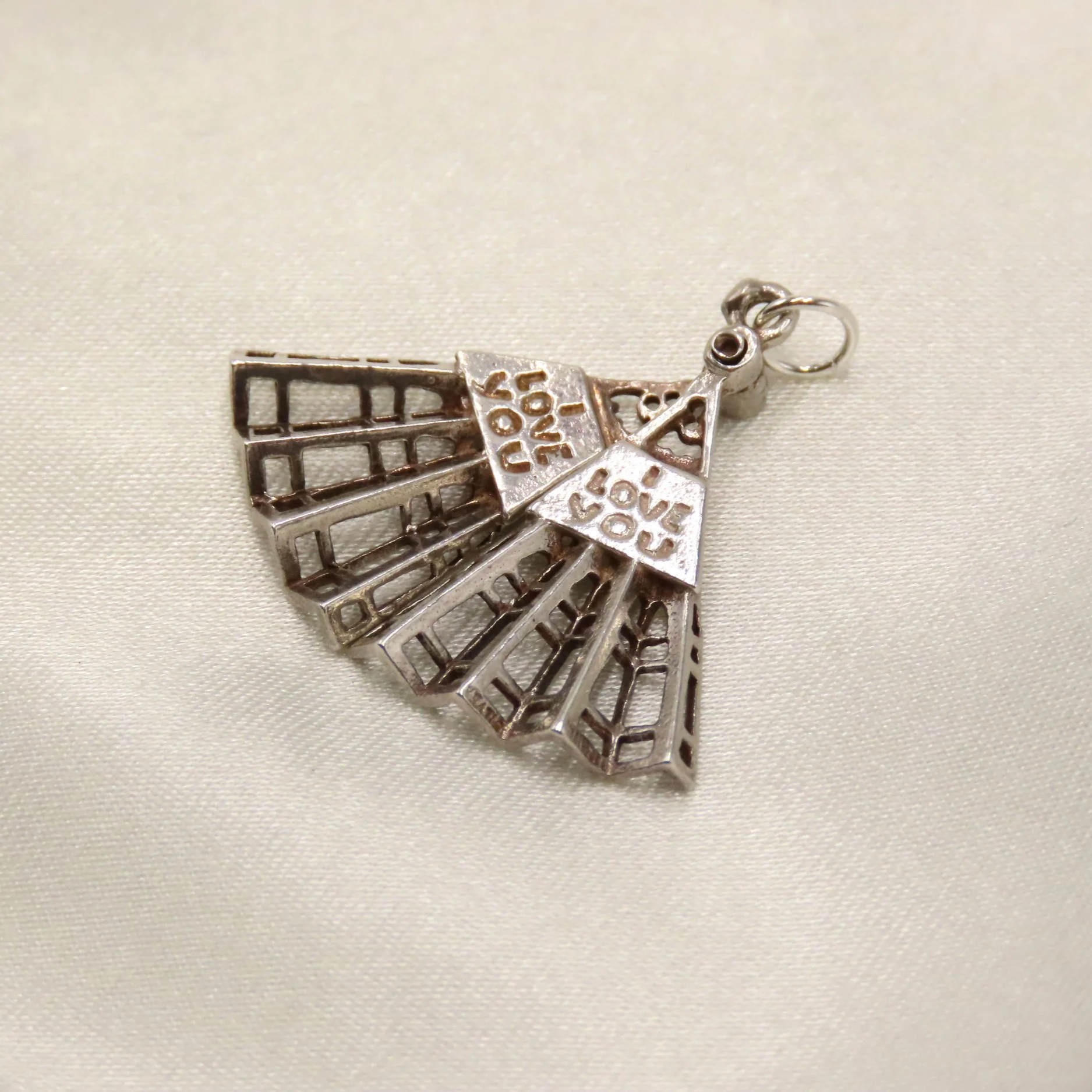 Silver 'I Love You' Double Fan Charm
