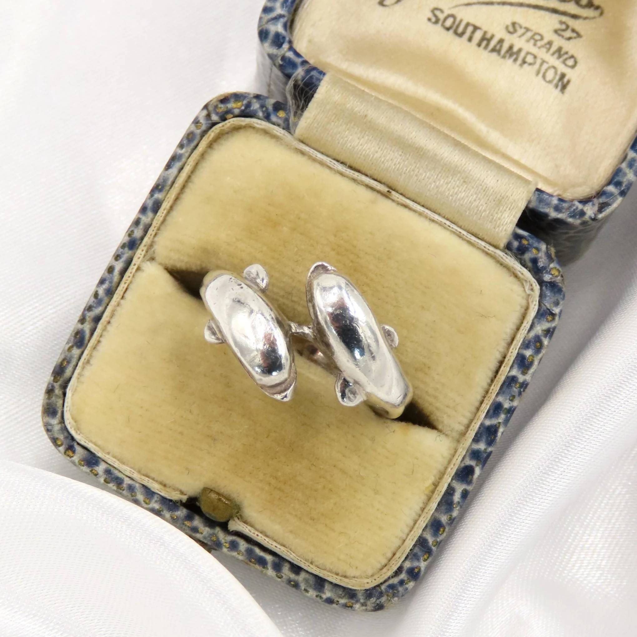 Sterling Silver Dolphin Crossover Ring, Size N 1/2