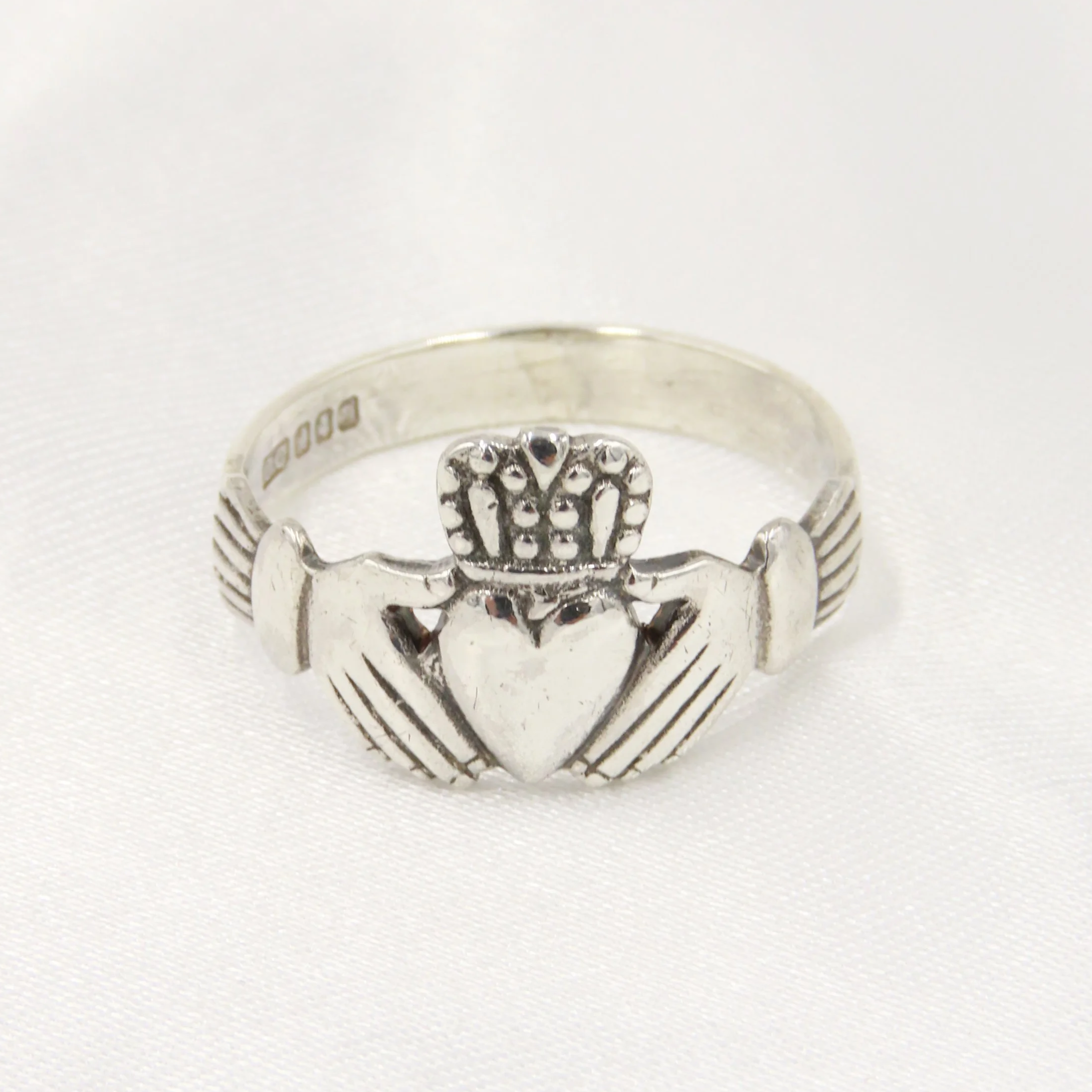 Vintage 1979 Irish-Made Sterling Silver Claddagh Ring, Size Q