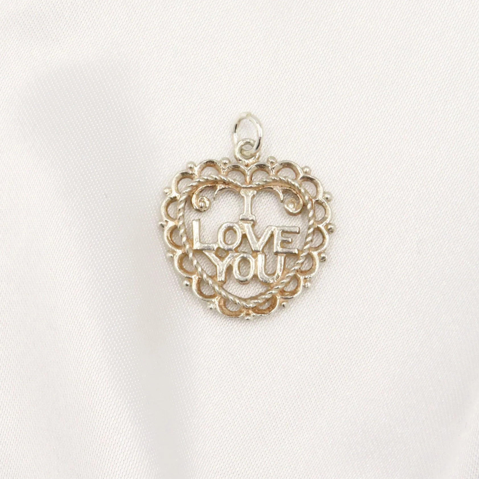 Silver 'I LOVE YOU' Heart Charm