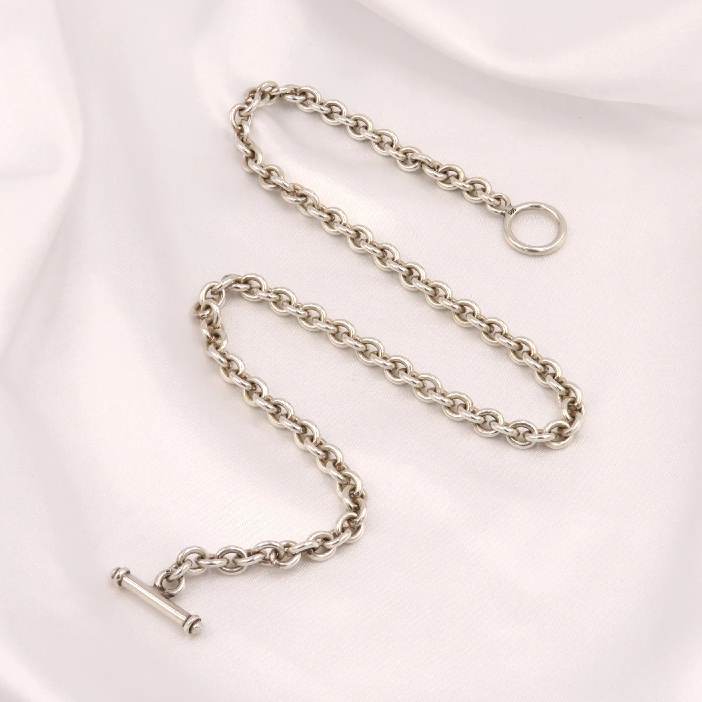 Sterling Silver Toggle T-Bar Chunky Cable Chain Necklace