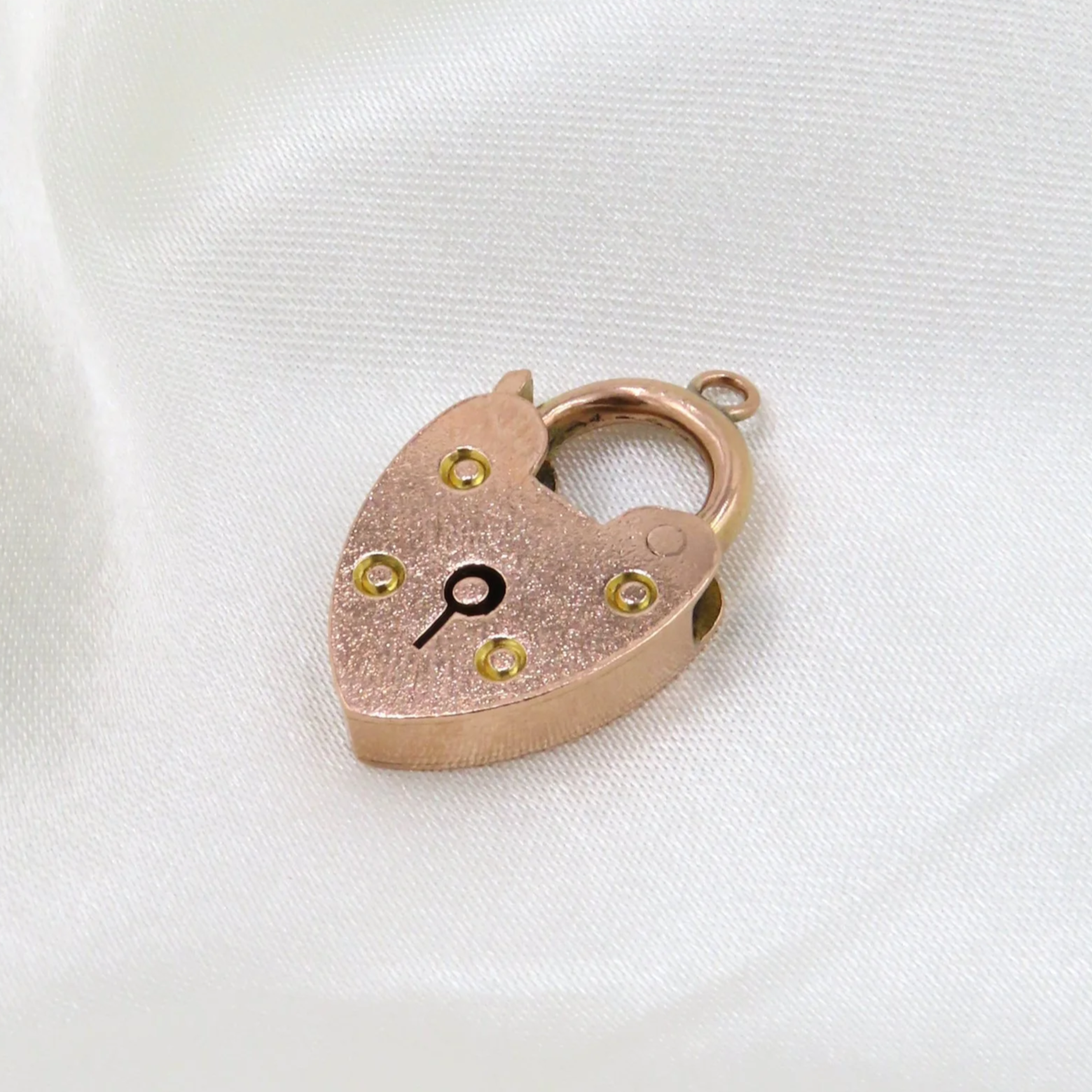 Victorian 1899 9ct Rose Gold Heart Padlock Pendant