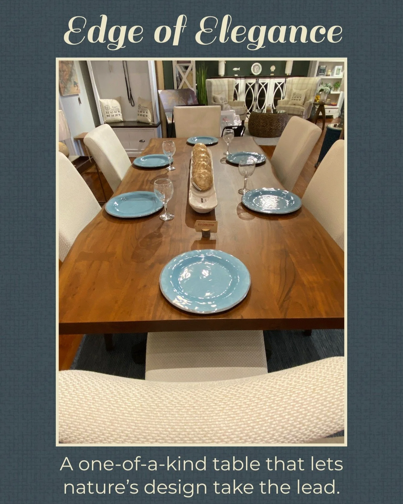 𝐍𝐚𝐭𝐮𝐫𝐚𝐥𝐥𝐲 𝐁𝐨𝐥𝐝&thinsp;
Gather around a table that&rsquo;s as unique as the people who sit at it. This live edge solid acacia beauty brings warmth, texture, and timeless style to every meal.&thinsp;
&thinsp;
Strong, stylish, and naturally