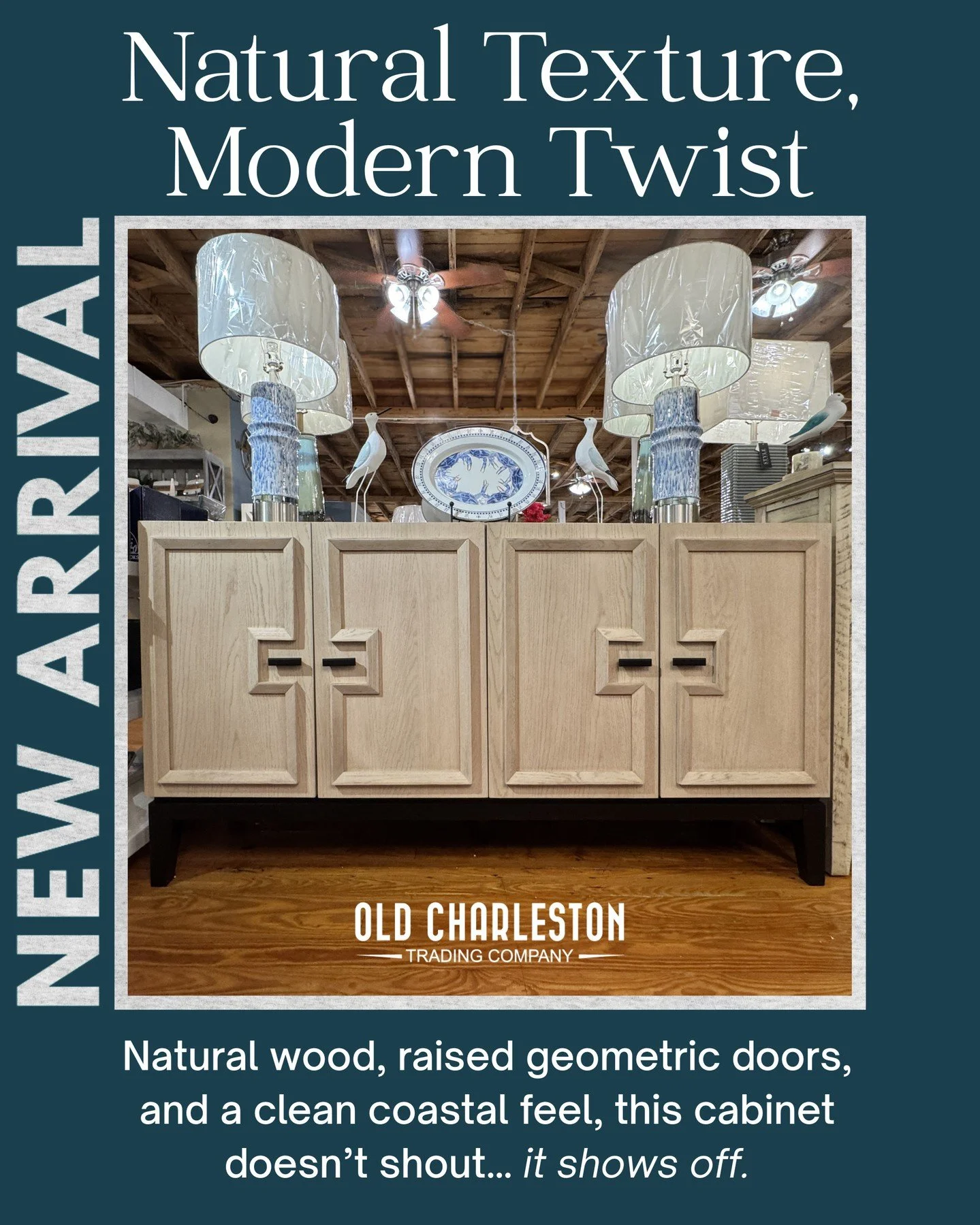 𝙎𝙩𝙤𝙧𝙖𝙜𝙚 &amp; 𝙎𝙩𝙮𝙡𝙚&thinsp;&thinsp;
If your room needs storage and style&hellip; this is your sign. 🤍&thinsp;&thinsp;
Hand-crafted cabinet in a natural wood tone with raised geometric trim with clean lines, coastal warmth, and plenty of 