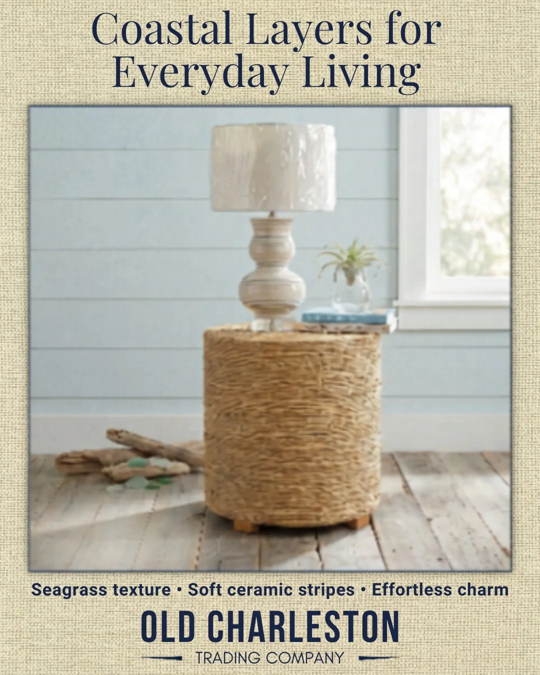 𝙔𝙤𝙪𝙧 𝙉𝙚𝙭𝙩 𝘾𝙤𝙖𝙨𝙩𝙖𝙡 𝙁𝙞𝙣𝙙 𝙄𝙨 𝙒𝙖𝙞𝙩𝙞𝙣𝙜 𝙞𝙣 𝙎𝙩𝙤𝙧𝙚&thinsp;
Bring home a look that feels easy, inviting, and timeless. This seagrass side table paired with a striped lamp adds the perfect touch of texture and charm to a beds