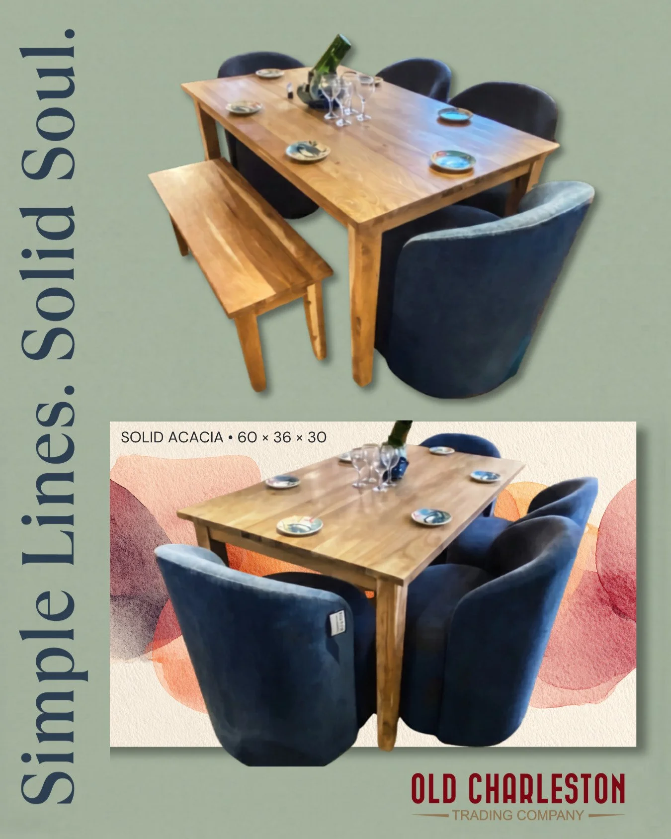 𝗪𝗵𝗲𝗿𝗲 𝗦𝗶𝗺𝗽𝗹𝗲 𝗠𝗲𝗲𝘁𝘀 𝗦𝗼𝘂𝗹𝗳𝘂𝗹.&thinsp;&thinsp;
Tables are more than just furniture. &thinsp;&thinsp;
&thinsp;&thinsp;
They become the place your daughter learned to roll out biscuit dough. The spot where your best friend cried ove