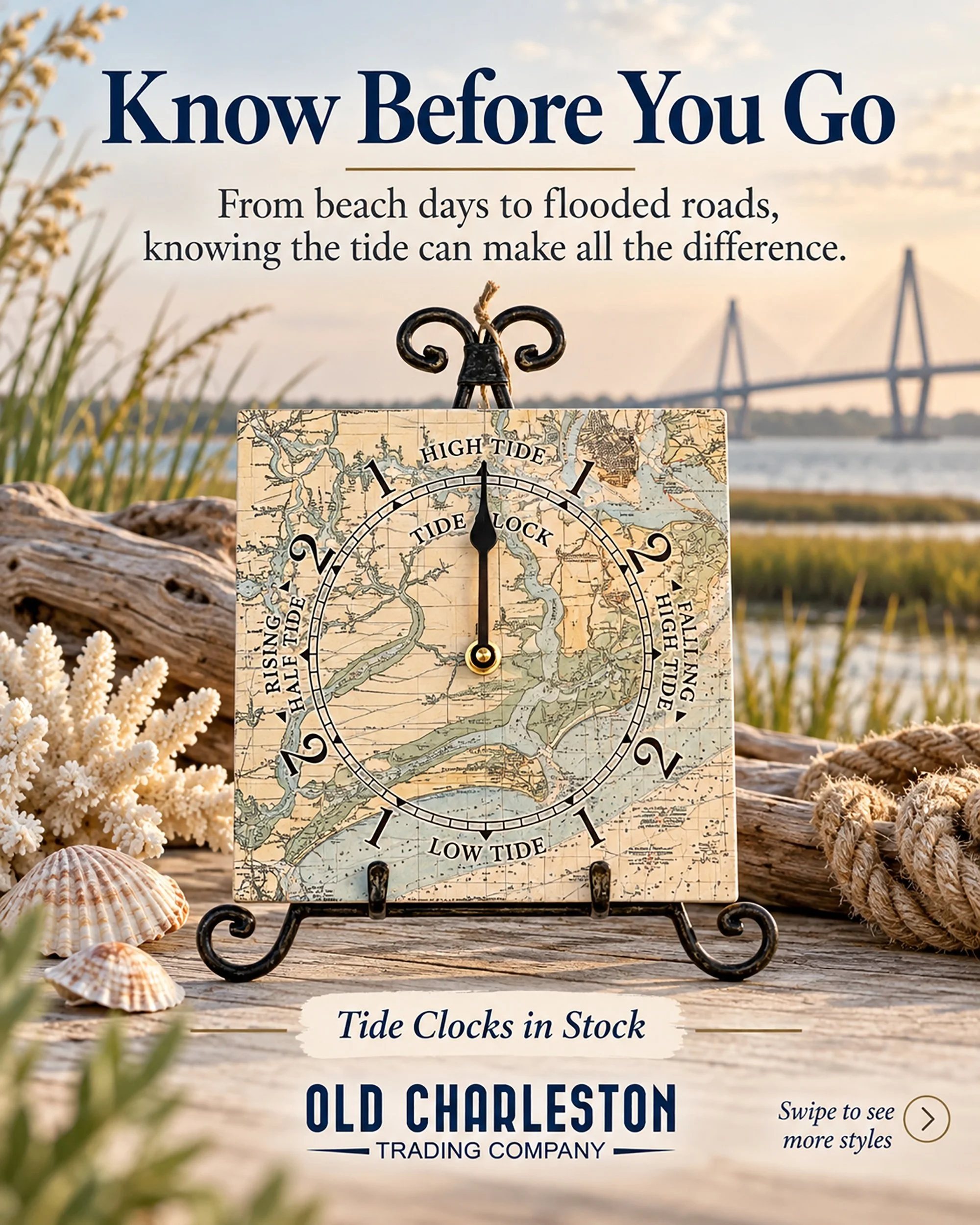 >> TIDE HAPPENS. PLAN ACCORDINGLY. 🌊🕰️
⠀
Around Charleston, knowing the tide isn't just for boaters. Sometimes, it's the exact difference between a beautiful beach day and wondering whether your usual route home is completely underwater! 🚗💦